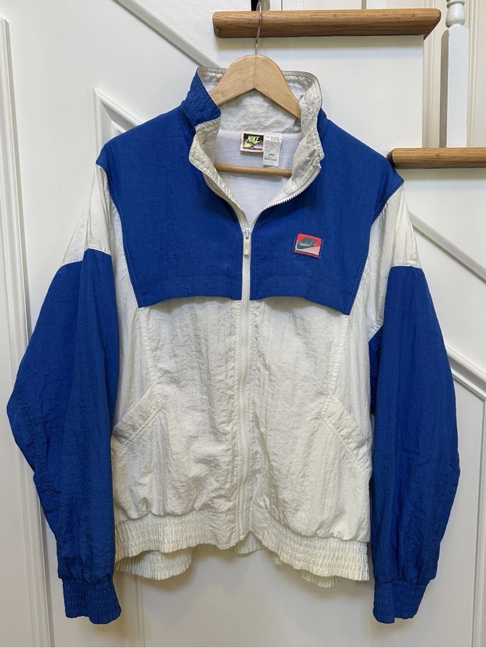 VTG 90s Nike Challenge Court Blue White Track Jacket Windbreaker 1988-91